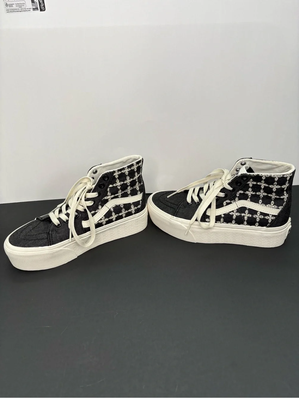 Vans Sk8-Hi Stacked Platform Plaid High Top Sneakers